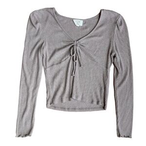 Cozie by Pink Rose Brown Tie Long Sleeve